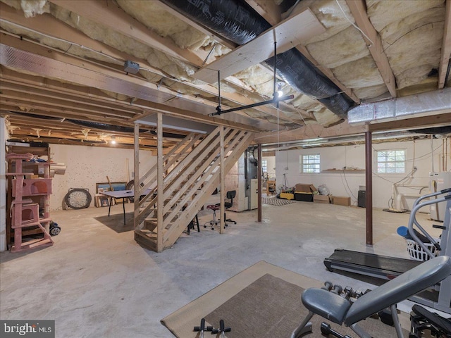 403 Joshua Ln, Middletown, DE 19709 - below grade area featuring stairway and heating unit