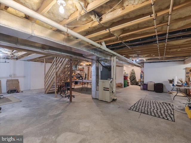 403 Joshua Ln, Middletown, DE 19709 - unfinished basement with heating unit and stairway