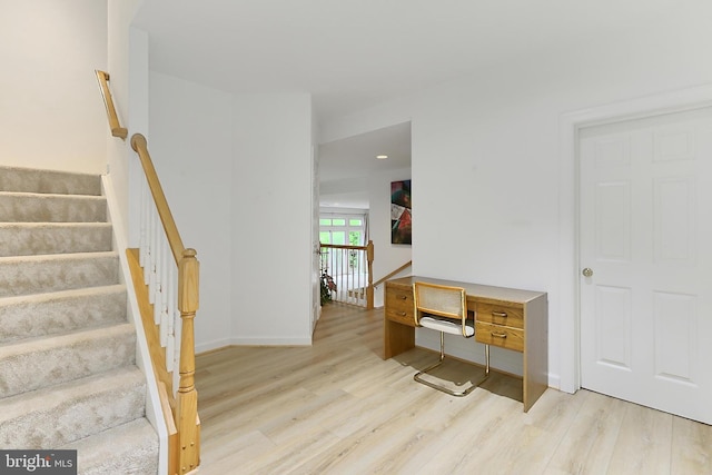 8265 Private Ln, Annandale, VA 22003 - staircase with wood finished floors, baseboards, and recessed lighting