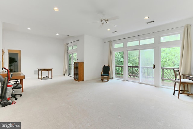 8265 Private Ln, Annandale, VA 22003 - sitting room with carpet floors, a ceiling fan, and recessed lighting