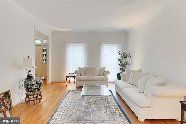 8265 Private Ln, Annandale, VA 22003 - living room with healthy amount of natural light, crown molding, light wood-type flooring, and baseboards