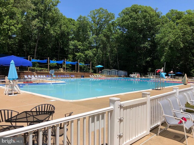 8265 Private Ln, Annandale, VA 22003 - community pool featuring a patio area and view of scattered trees