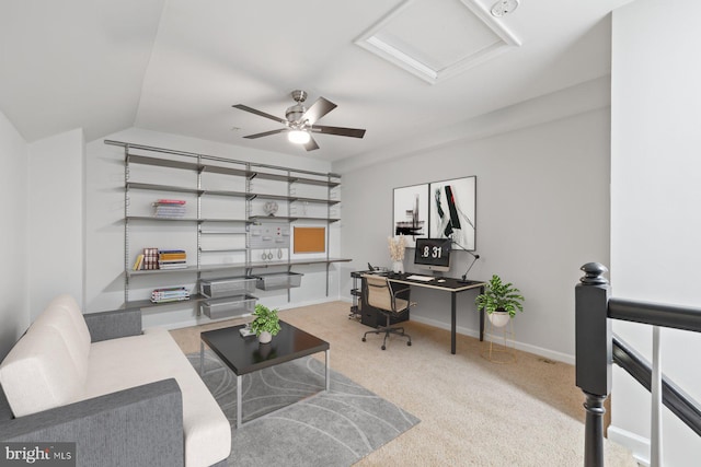713 Norfolk Ln, Alexandria, VA 22314 - office space featuring attic access, carpet, ceiling fan, and baseboards