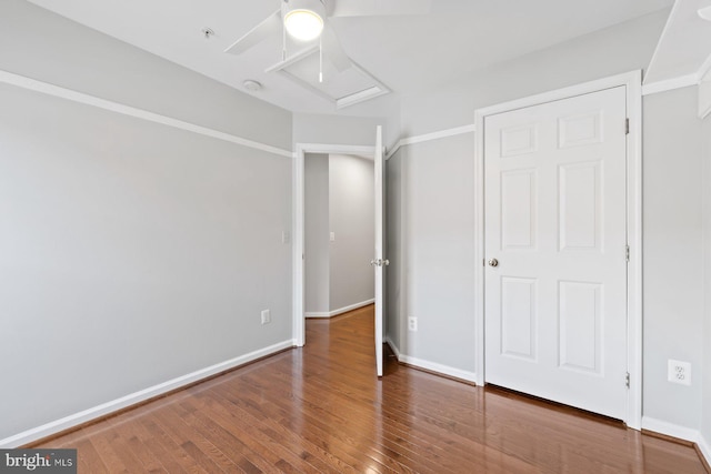 713 Norfolk Ln, Alexandria, VA 22314 - unfurnished bedroom with wood finished floors, baseboards, and a ceiling fan