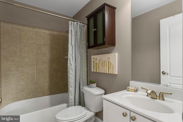3911 Fleet St, Baltimore, MD 21224 - full bathroom featuring toilet, vanity, and shower / bathtub combination with curtain