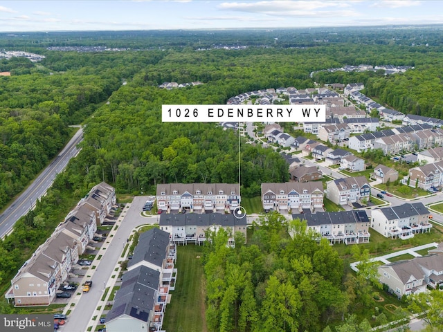 1026 Edenberry Way, Glen Burnie, MD 21060 - aerial view of property and surrounding area with a heavily wooded area