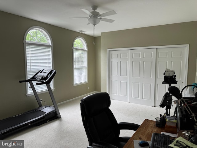 20 Links Ln, Ocean Pines, MD 21811 - exercise room with a ceiling fan, carpet floors, and baseboards