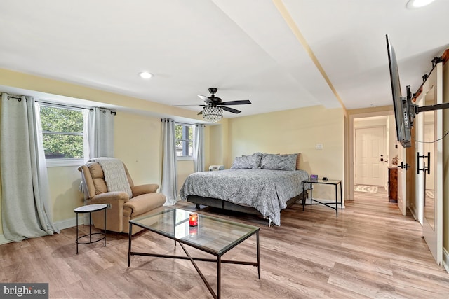 5 Neptune Ln, Willingboro, NJ 08046 - bedroom featuring light wood-type flooring, recessed lighting, baseboards, and a ceiling fan
