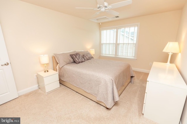 41259 Gloucester Dr, Rehoboth Beach, DE 19971 - bedroom featuring light carpet, baseboards, ceiling fan, and attic access
