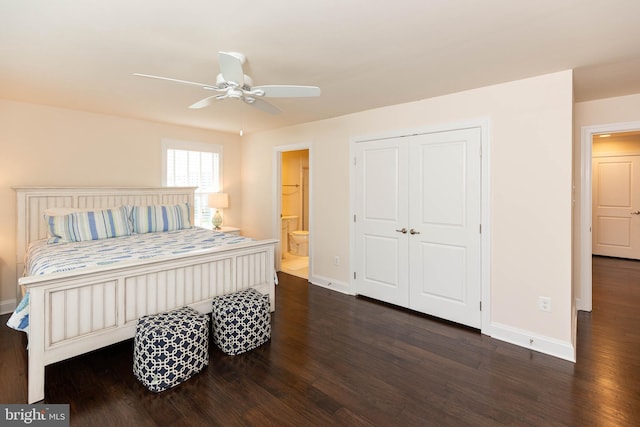 41259 Gloucester Dr, Rehoboth Beach, DE 19971 - bedroom featuring dark wood-style floors, baseboards, and ensuite bath