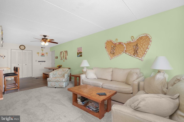 72nd St Unit 35, Ocean City, MD 21842 - living room with carpet floors and a ceiling fan