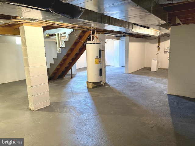 20 Flying Dove Ln, Hedgesville, WV 25427 - unfinished basement featuring water heater and stairway