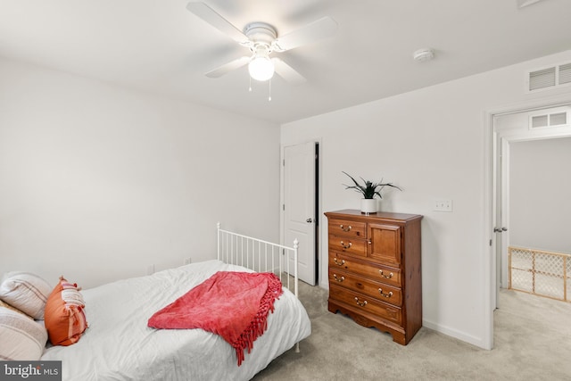 220 Ladysmith Dr, Stephens City, VA 22655 - bedroom featuring light colored carpet, ceiling fan, and baseboards