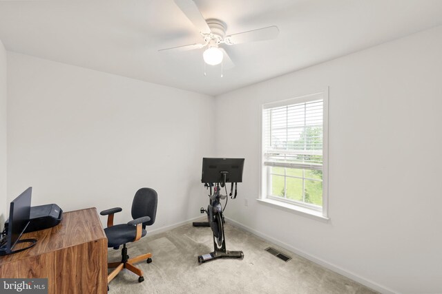 220 Ladysmith Dr, Stephens City, VA 22655 - office area with carpet flooring, baseboards, and a ceiling fan