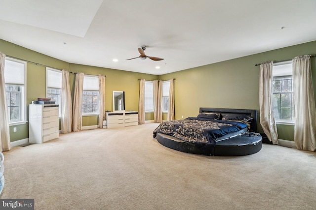 13716 Molly Berry Rd, Brandywine, MD 20613 - carpeted bedroom featuring multiple windows, recessed lighting, baseboards, and ceiling fan