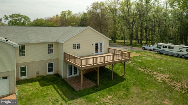 11490 Tilia Ln, Bealeton, VA 22712 - back of property featuring french doors, a wooden deck, and a yard