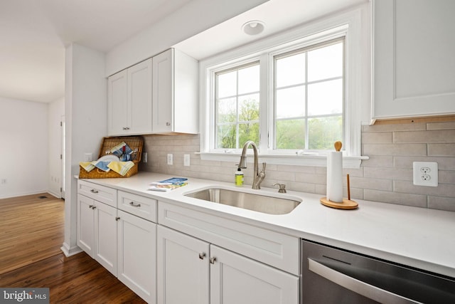 11490 Tilia Ln, Bealeton, VA 22712 - kitchen with dishwasher, a sink, white cabinets, and light countertops