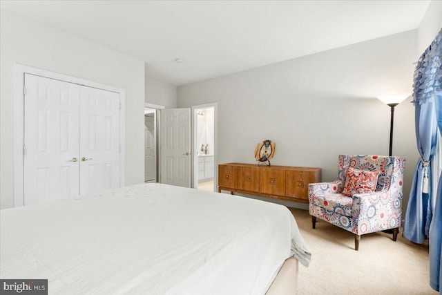 3747 Spicebush Dr, Frederick, MD 21704 - bedroom with light colored carpet, a closet, and connected bathroom