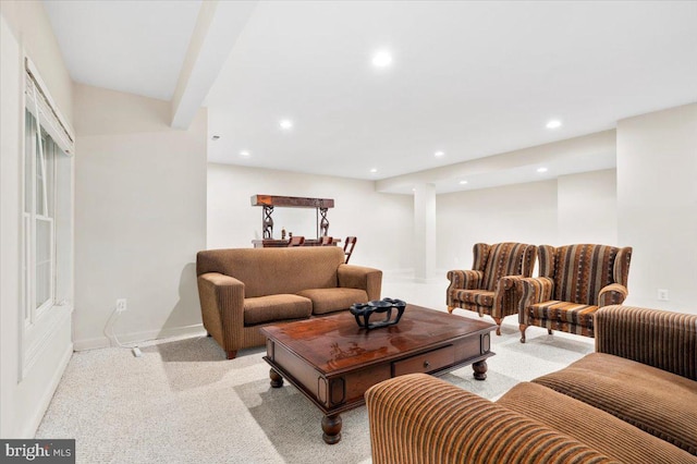 3747 Spicebush Dr, Frederick, MD 21704 - living area featuring recessed lighting, light carpet, and baseboards