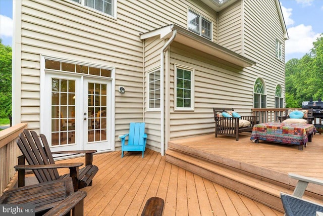 3747 Spicebush Dr, Frederick, MD 21704 - wooden terrace with french doors