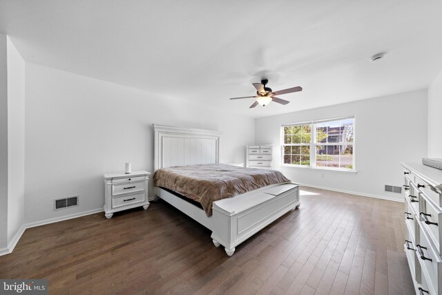 316 Nautilus Dr, Manahawkin, NJ 08050 - bedroom with dark wood-style floors, baseboards, and ceiling fan