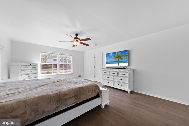 316 Nautilus Dr, Manahawkin, NJ 08050 - bedroom featuring dark wood finished floors, baseboards, and ceiling fan