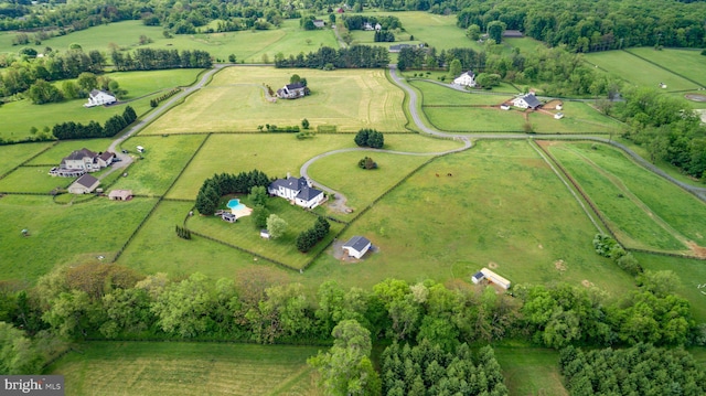 aerial overview of property's location featuring rural landscape and agricultural land