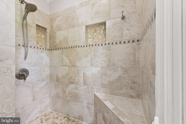 bathroom view of tiled shower