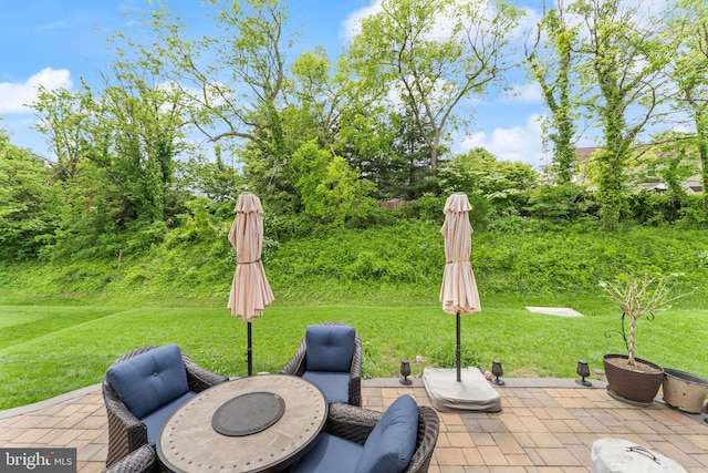 view of patio with view of scattered trees