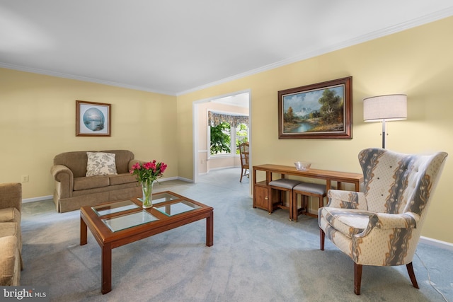8 Botany Ct, North Potomac, MD 20878 - living room featuring carpet, crown molding, and baseboards