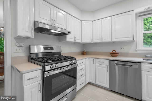 8 Botany Ct, North Potomac, MD 20878 - kitchen featuring stainless steel appliances, under cabinet range hood, and white cabinetry