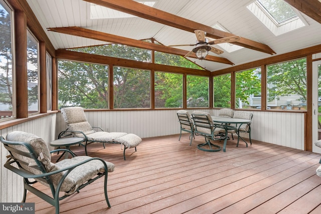 8 Botany Ct, North Potomac, MD 20878 - sunroom with a skylight, a ceiling fan, and lofted ceiling