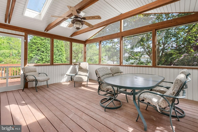 8 Botany Ct, North Potomac, MD 20878 - sunroom / solarium featuring ceiling fan, a skylight, and outdoor dining space