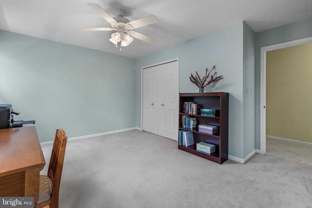 8 Botany Ct, North Potomac, MD 20878 - carpeted office with baseboards and a ceiling fan