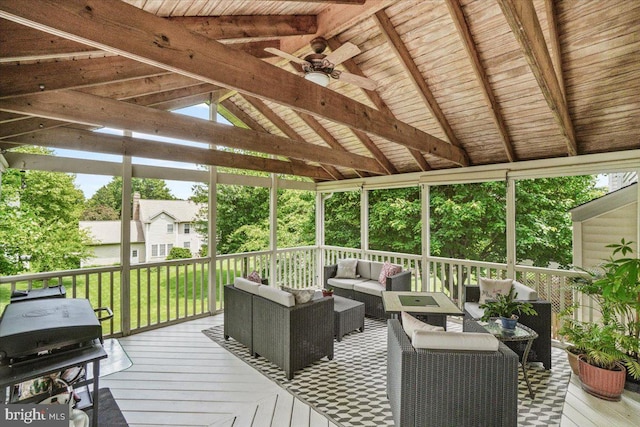 2218 W Greenleaf Dr W, Frederick, MD 21702 - sunroom featuring outdoor lounge area, ceiling fan, and healthy amount of natural light