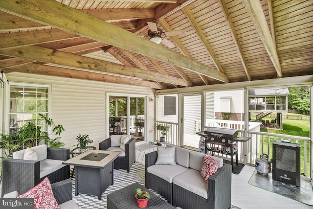 2218 W Greenleaf Dr W, Frederick, MD 21702 - view of patio with an outdoor living space, a ceiling fan, and a deck