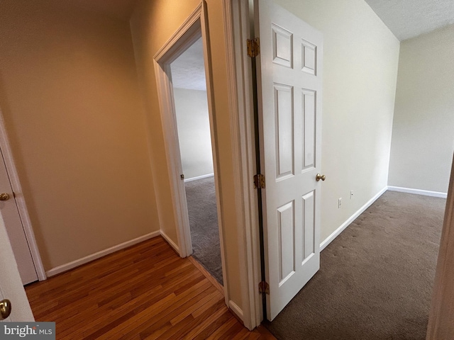 331 Lora Dr, Woodstock, VA 22664 - hallway featuring baseboards, carpet flooring, and wood finished floors
