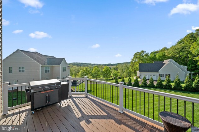 deck with a lawn