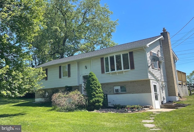99 Exeter Ct, Shepherdstown, WV 25443 - view of front of property with a front lawn, brick siding, and a chimney