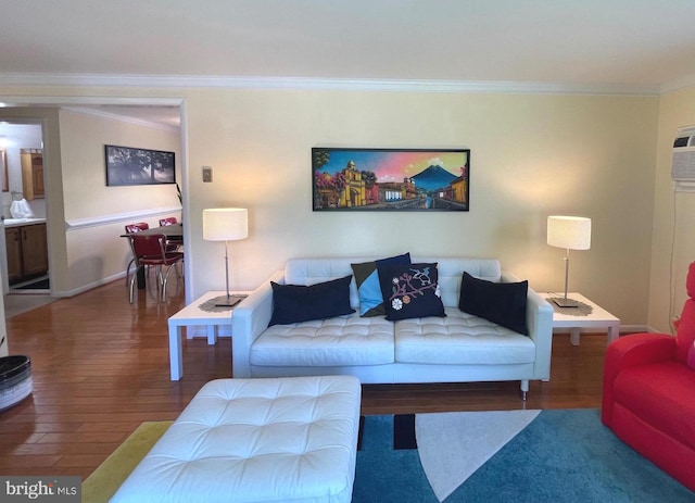 99 Exeter Ct, Shepherdstown, WV 25443 - living area with wood-type flooring, ornamental molding, and baseboards