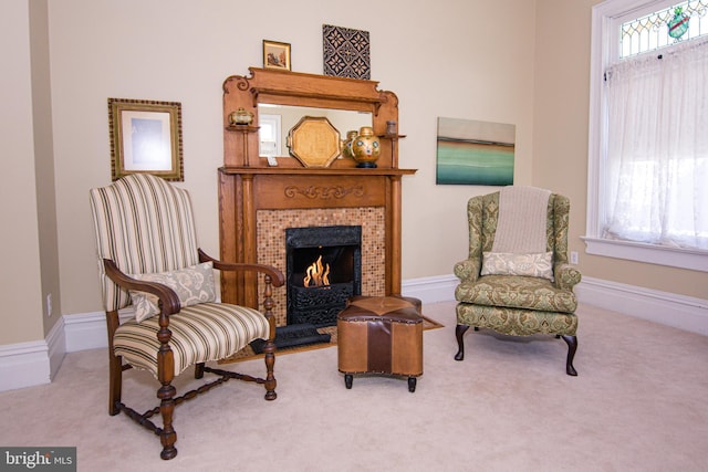 301 Meyers Ave, Meyersdale, PA 15552 - sitting room featuring a tile fireplace and carpet