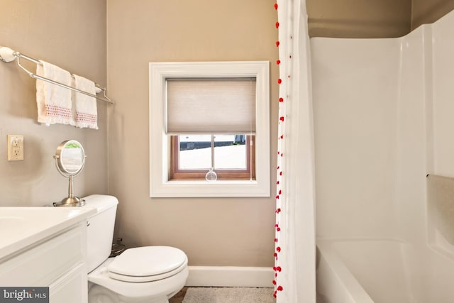 301 Meyers Ave, Meyersdale, PA 15552 - bathroom with vanity, toilet, and baseboards