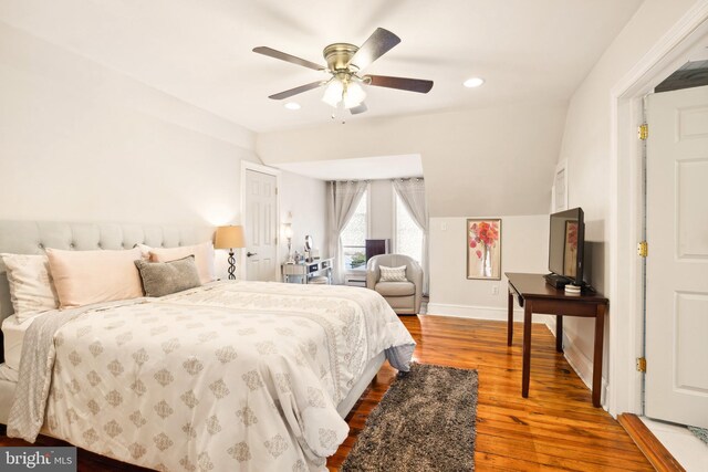 301 Meyers Ave, Meyersdale, PA 15552 - bedroom with wood finished floors, recessed lighting, a ceiling fan, and baseboards