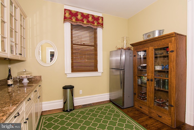 301 Meyers Ave, Meyersdale, PA 15552 - dining room with dark wood-type flooring and baseboards