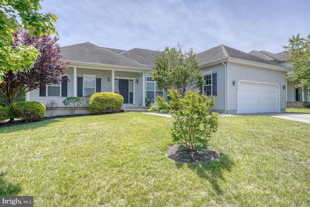 328 Gillibrook Ln, Dover, DE 19904 - single story home with an attached garage, driveway, a front lawn, and roof with shingles