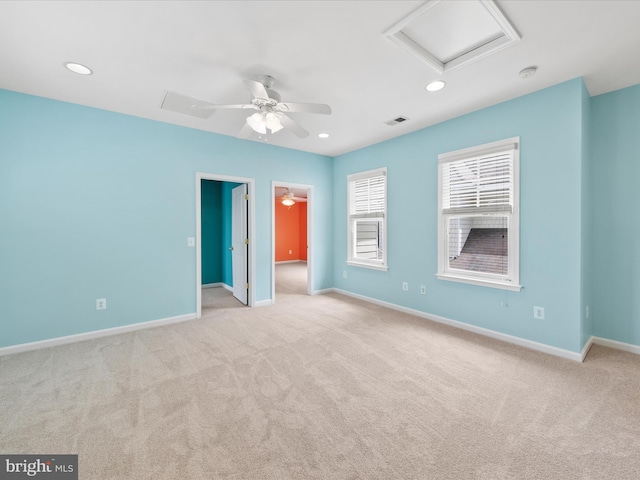 27173 Barefoot Blvd Unit 15, Millsboro, DE 19966 - spare room with attic access, carpet flooring, ceiling fan, baseboards, and recessed lighting