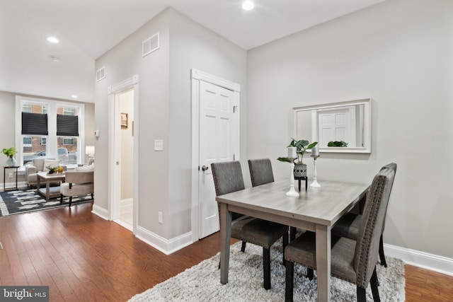 2214 E Madison St, Baltimore, MD 21205 - dining area featuring baseboards, wood finished floors, and recessed lighting