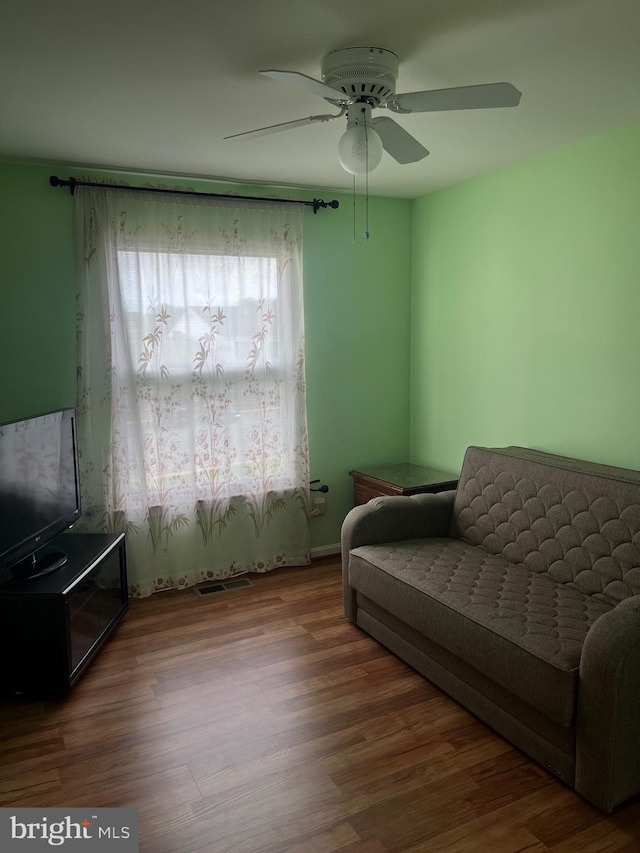 5 Coliston Rd Unit C, Reisterstown, MD 21136 - living room featuring a ceiling fan and wood finished floors
