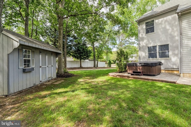 22 Devonshire Dr, Voorhees, NJ 08043 - view of yard with a hot tub and an outdoor structure