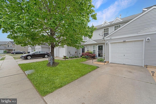 96 High Meadows Dr, Sicklerville, NJ 08081 - townhome / multi-family property with concrete driveway, a front yard, and an attached garage